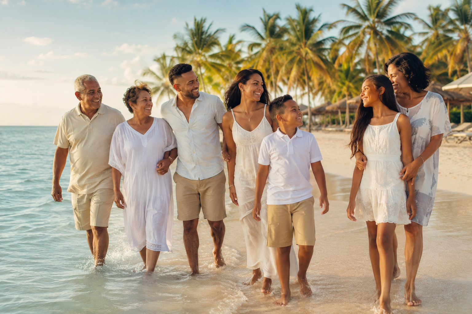 Family enjoying a Caribbean beach vacation