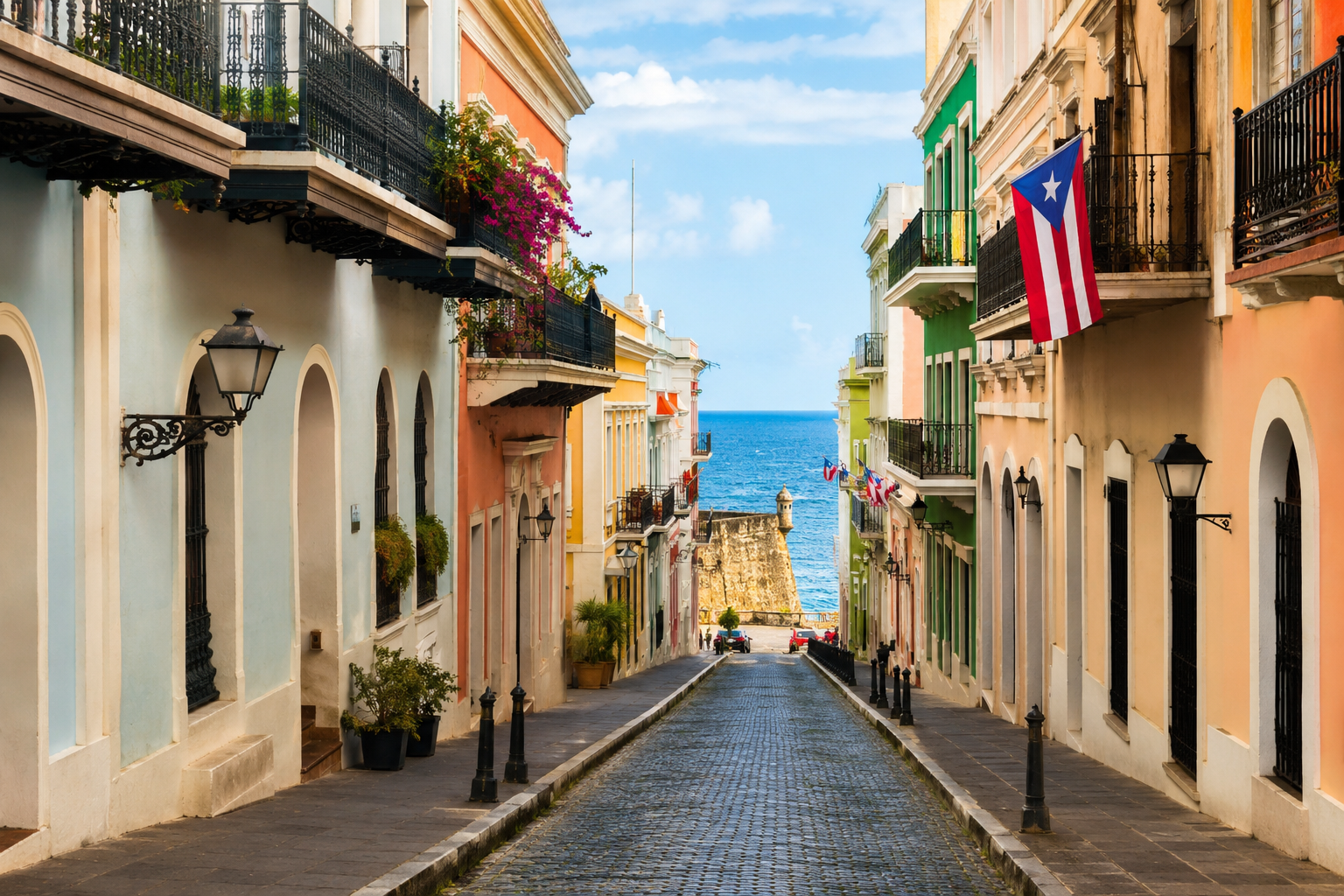 Colorful street in Old San Juan, Puerto Rico